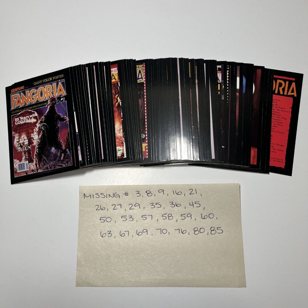1992 Fangoria Horror Collector Cards Incomplete Set Comic Images USA